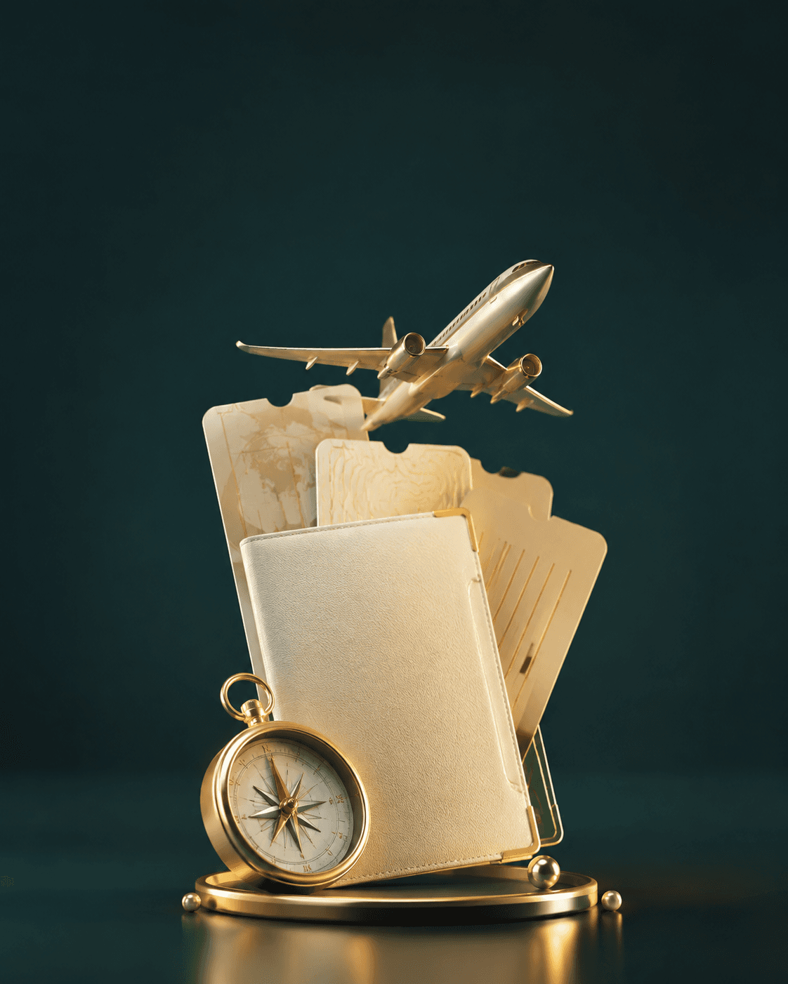 Three-dimensional flight and travel documents composition